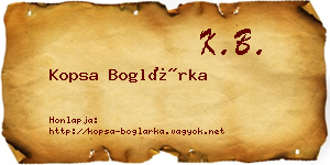 Kopsa Boglárka névjegykártya